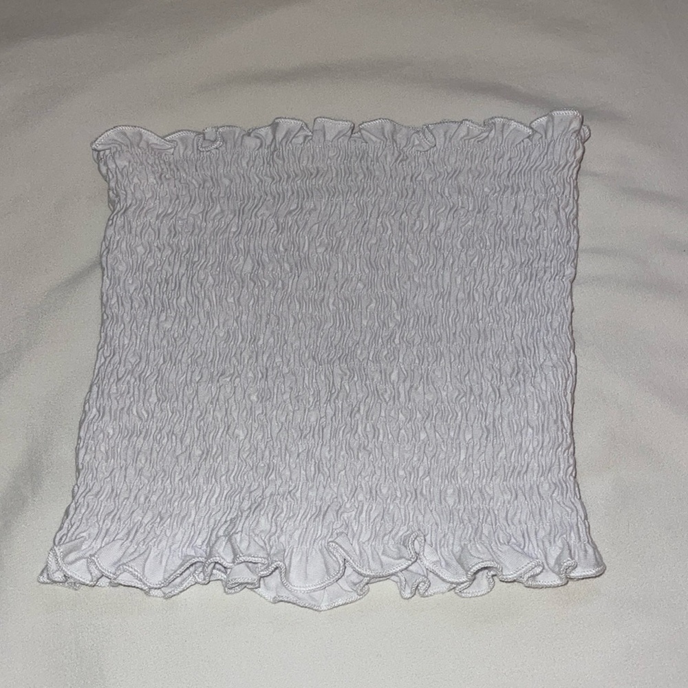 White smocked tube top